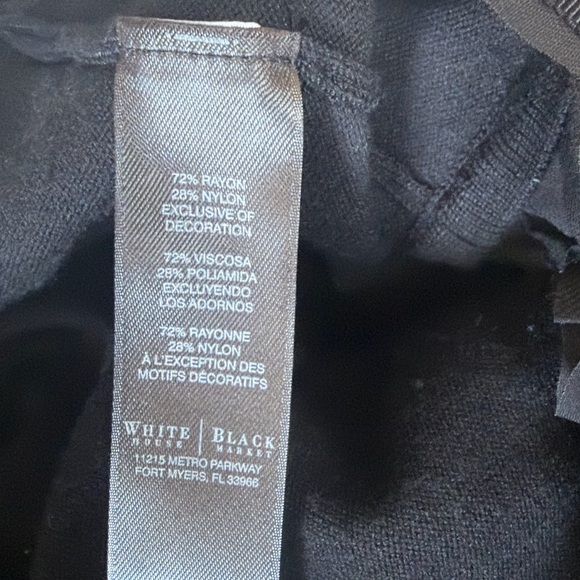 White House Black Market ruffled 3/4 sleeve black cropped sweater shrug - Picture 5 of 5